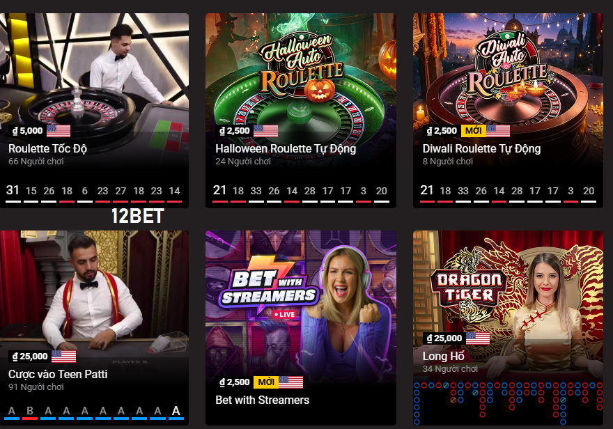 Trò chơi tại sảnh Ezugi 12bet Trò chơi tại sảnh Ezugi 12bet